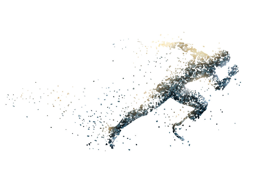 アスリートのスタートシーンをドット状でグラフィック化したイメージ画像