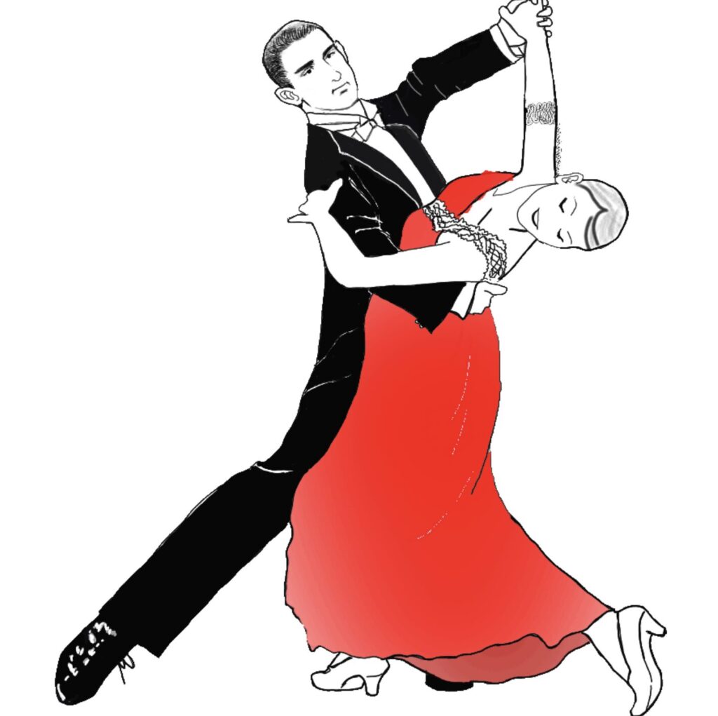 社交ダンスをしているペアのイラスト
