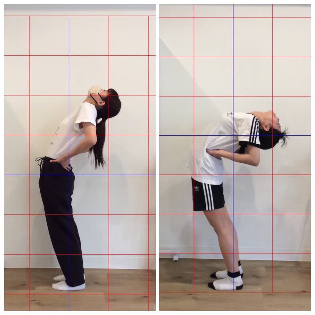 週に1度ピラティスをした後屈の変化写真