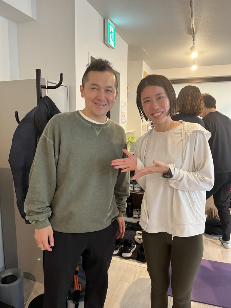 ピラティススタジオBB仙台泉から参加した桂島がリング活用セミナー後に小講師の田島氏と記念に撮影した写真